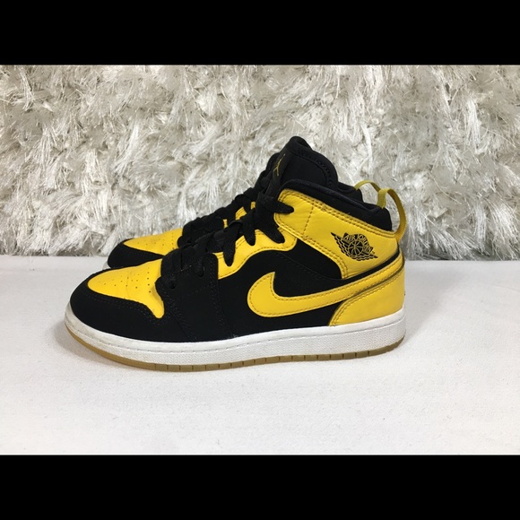 Jordan Shoes | Jordan Mid Bp Black Yellow Kids Size 15 Y | Poshmark